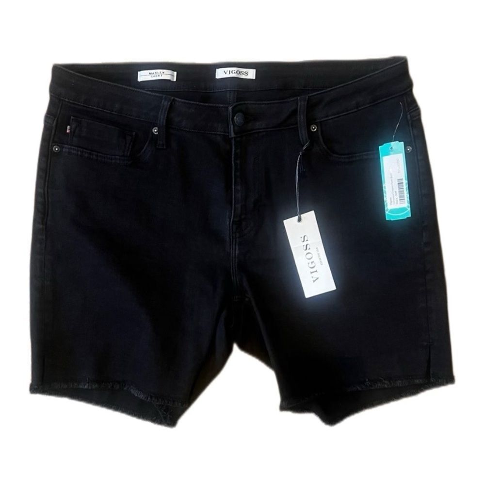 Black denim shorts